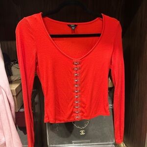 Guess Women's Red Long Sleeve Top